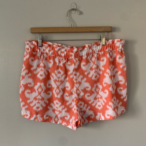NWT Mud Pie Delaney Pull on Shorts Sherbet Ikat Orange White Large 12-14 - Picture 4 of 10